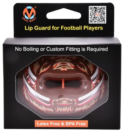 Oral Mart Flag Football Mouth Guard with 3D LipFit Design for Kids - Youth Football Mouthguard (No Boil) Cool Instant Fit Lip Guard Mouthpiece for Braces (Detachable Helmet Strap Included) - color: Charging Boar