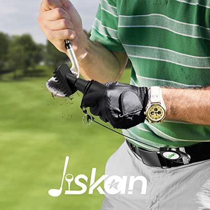 Jiskan Pro Golf Club Cleaner Brush Golf Groove Sharpener Tool with Retainer Clip and Squeeze Water Bottle 7.5 Inches Holds 4 Ounces of Water, Essentials Golf Bag Accessories Best Golf Gifts for Men