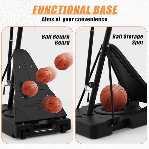 PIZZELLO Basketball Hoop 44/52 Inch Portable Basketball Goal Outdoor4.36-10ft Stepless Regulation Crank Adjust Basketball Goal System for Backyard, Driveway and Indoor - size: 52 Inch Backboard