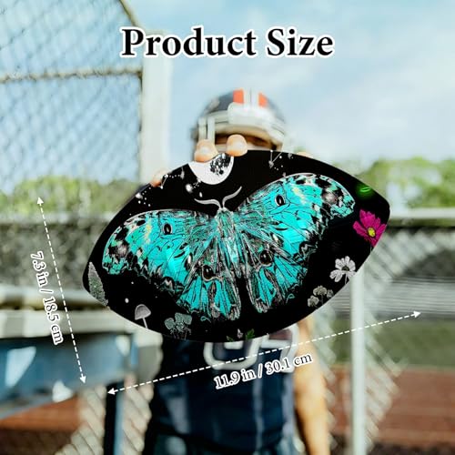 American Football, Official Size 11.9 x 7.3 Inch, Premium Composite Leather High-Grip Ball with Pro-Style Lacing, Unique Prints for Training, Games & Gifts - color: Moth Moon