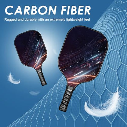 Pickle Ball Set Pickleball Paddles Set of 2 Carbon Fiber Pickleball Paddle Includes 4 Balls, 2 Ball Pickers, 1 Ball Bag Best Gifts for Junior and Professional Pickleball Equipment - color: Silver
