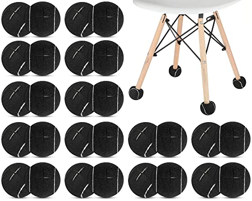 40 Pcs Tennis Balls for Furniture Legs and Floor Protection Precut Tennis Balls for Chairs Tennis Ball Chair Foot Covers for Floor Protection Chair and Desk Legs Coverings (Black) - color: Black
