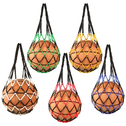 5 Pack Basketball Net Bag Mesh Bag Soccer Football Volleyball Ball Storage Nylon Single Ball Keeper Ball Carrier