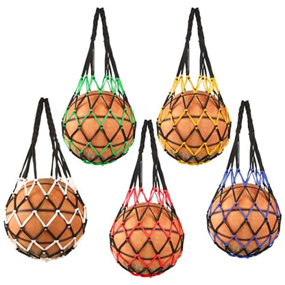 5 Pack Basketball Net Bag Mesh Bag Soccer Football Volleyball Ball Storage Nylon Single Ball Keeper Ball Carrier