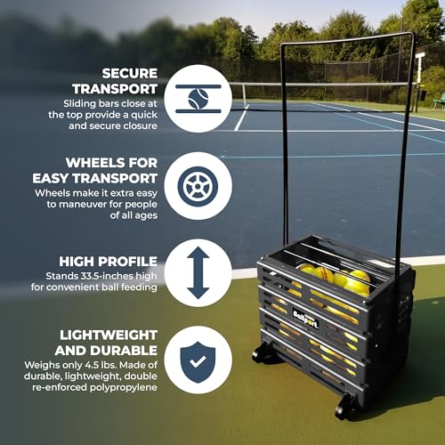 Tourna Ballport Deluxe Tennis Ball Hopper with Wheels - style: Black