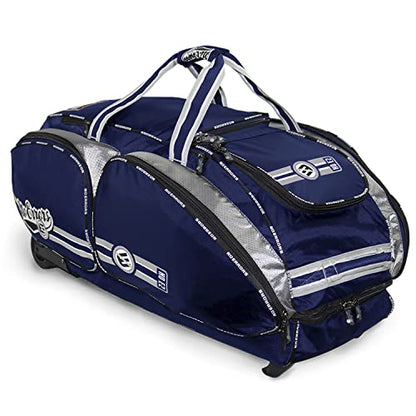 No Errors NO E2 Wheeled Catchers Gear Bag - Large Baseball and Softball Bag for Catcher’s Equipment with Fatboy Wheels - color: Navy
