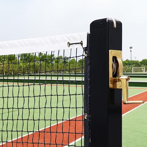 Seliyoo Professional In-Ground Pickleball Net System for Tournament Courts -22FT Regulation Heavy Duty Carbon Steel Posts with Premium Cast Brass Winder, Handle Pulley -Outdoor Indoor Use - color: Ebony Black