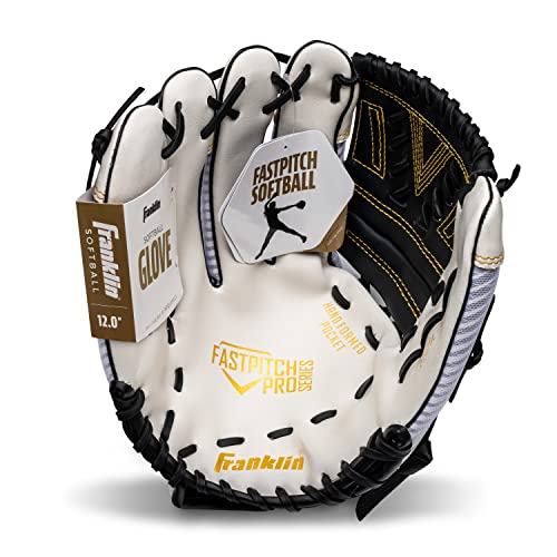 Franklin Sports Girls Softball Glove-Women's Windmill Fastpitch+Slowpitch Softball Glove-Right and Left Hand-Adult - color: White/Gold, size: 12"