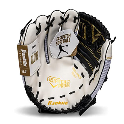 Franklin Sports Girls Softball Glove-Women's Windmill Fastpitch+Slowpitch Softball Glove-Right and Left Hand-Adult - color: White/Gold, size: 12"