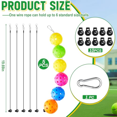 5 Pcs Ball String Holder Compatible with Pickleball Stringer Cable Chord for Storage Balls with 1 Nylon Buckle 10 Metal Buckle Portable Holder Compatible with Pickleball Accessories