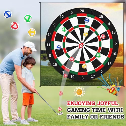 Simgoing 60 Pcs Mini Sticky Golf Balls for Fabric Dart Board, Dart Hook and Loop Balls Safe Sport Game Accessories with Storage Bag for Teens Indoor Outdoor Party Games