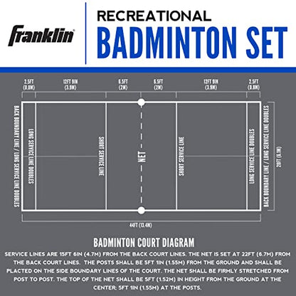 Franklin Sports Volleyball + Badminton Sets - Beach + Backyard Game Set - Volleyball, Pump, Badminton Rackets, Birdies, Net + Poles Included - style: Recreational Badminton/Volleyball Set