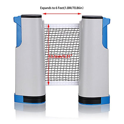 Hipiwe Retractable Table Tennis Net Replacement, Ping Pong Net and Post with PVC Storage Bag, 6 Feet(1.8M, Fits Tables Up to 2.0 inch 5.0 cm - color: White