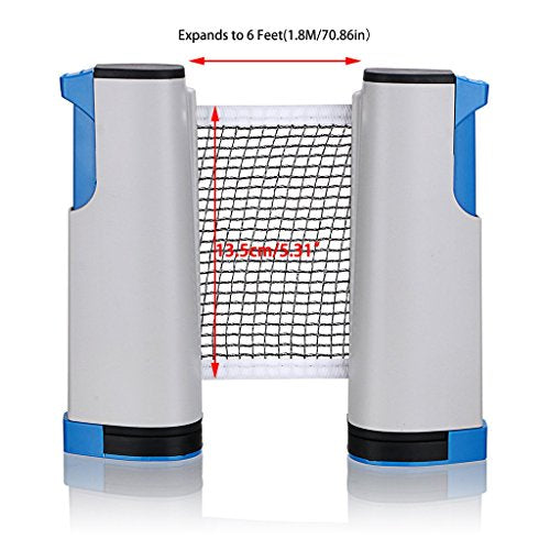 Hipiwe Retractable Table Tennis Net Replacement, Ping Pong Net and Post with PVC Storage Bag, 6 Feet(1.8M, Fits Tables Up to 2.0 inch 5.0 cm - color: White