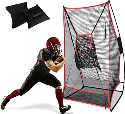 3x6FT Football Net with Throwing Target Strike Zone for Kicking Punting and QB Accuracy Training Portable Football Practice Equipment with Steel Base and Carry Bag - size: 3X6FT with Throwing Target