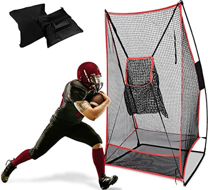 3x6FT Football Net with Throwing Target Strike Zone for Kicking Punting and QB Accuracy Training Portable Football Practice Equipment with Steel Base and Carry Bag - size: 3X6FT with Throwing Target