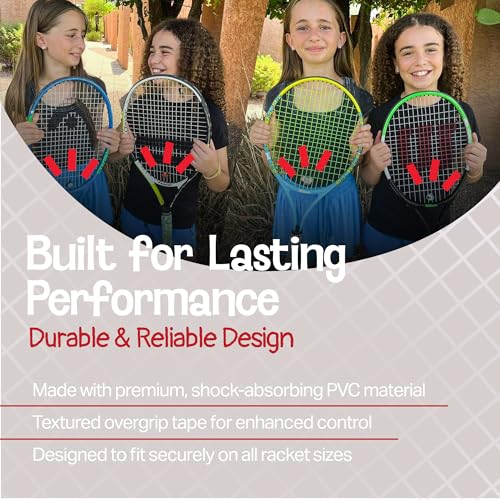 Racket Pets Kids Tennis Racket Dampener & Matching Overgrip Tape, Performance Shock Absorbing Dampener for Tennis Racket & Fun Animal Print Tennis Wrap Grip Tape - style: Dragon