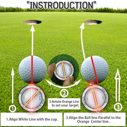 Birdie Navigator Golf Putting Alignment Tool - Specialized for 5ft Short Putts - Precision Ball Marker with Green Reader & Putting Mirror - Measure Aim in Cup Units Magnetic Hat Clip Included(Silver)
