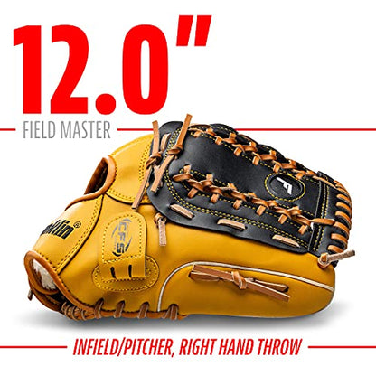 Franklin Sports Field Master Baseball + Softball Glove - Field Master Adult + Youth Baseball + Softball Mitt - Men's + Women's Gloves - Right Hand Throw