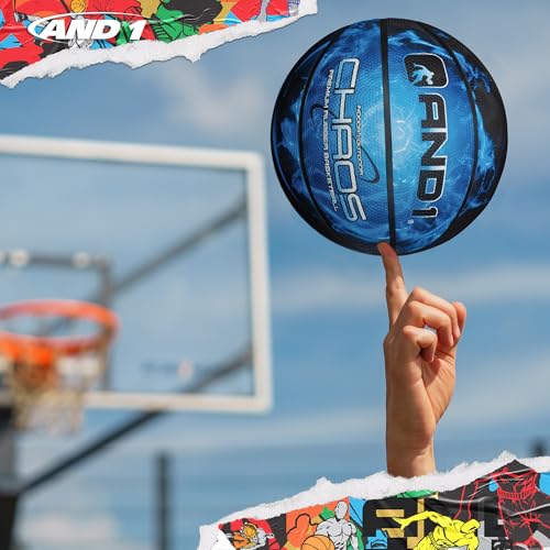 AND1 Chaos Basketball: Official Regulation (29.5 inches) Rubber - Deep Channel Construction Streetball, Made for Indoor Outdoor Basketball Games
