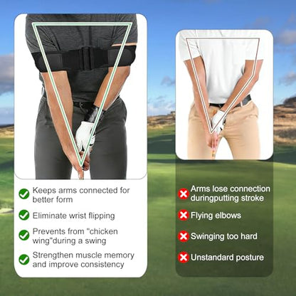 Golf Training Aid Kit with Arm Band and Wrist Strap, Golf Swing Training Wrist Angle Trainer Pro Golf - Swing Form Training Tool and Wrist Position Beginner Golfers