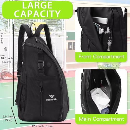 Pickleball Bag for Women Men Pickle Ball Backpack,Adjustable Sling Bag/Backpack for Tennis & Pickleball - color: Black