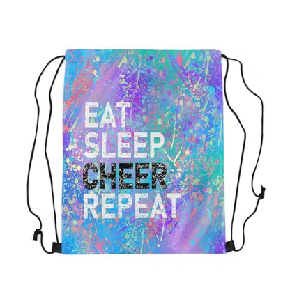 Castle Fairy Eat Sleep Cheer Repeat Drawstring Backpack Purple Blue Tie Dye Sackpack for Beach Swimming Pool Camouflage Colorful Graffiti Draw String Bags Waterproof Sports Gym - color: Purple 1