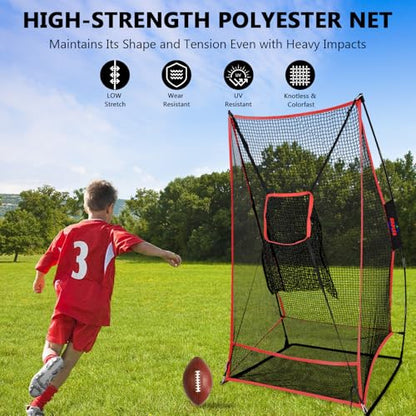 Kapler 2-in-1 Football Kicking Throwing Net - 6x3ft Portable Field Goal w/Two Detachable Target for Punt/Kick/Pass/Snap/Throw Training - Youth and Adults Backyard Outdoor Home Use