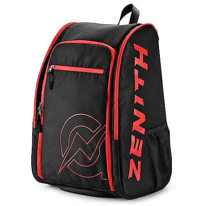 A11N SPORTS Tournament Pickleball Bag Backpack for Men & Women, Holds 4 Paddles, Shoe Compartment, Fence Hook - color: Black/Red