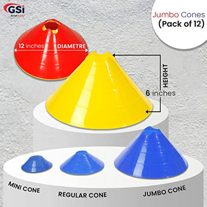 GSi Hurdle Training Cones | Multi Pack Sets | Dual Purpose Agility Cones with Holes | Ideal for Soccer, Kids, Dog, and Sports Training - style: Jumbo - 12 Pack