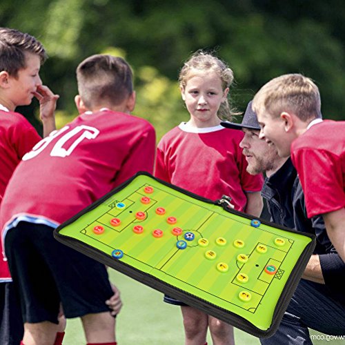 FOCCTS Magnetic Soccer Coaching Board, Football Coaching Board Coaches Clipboard Tactical with 26 Magnets, Dry Erase Marker, Eraser, Foldable and Portable Soccer Tactics Board