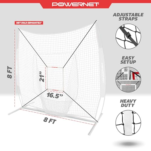 PowerNet Strike Zone Pitching Aid for 7 & 8 FT Nets, Baseball Training Equipment for Pitching Drills and Location Accuracy, Solo or Team Pitcher Training Aid, Net Sold Separately - Attachment Only