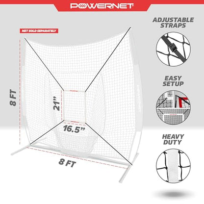 PowerNet Strike Zone Pitching Aid for 7 & 8 FT Nets, Baseball Training Equipment for Pitching Drills and Location Accuracy, Solo or Team Pitcher Training Aid, Net Sold Separately - Attachment Only