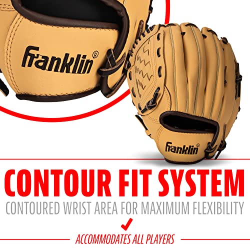 Franklin Sports Field Master Baseball + Softball Glove - Field Master Adult + Youth Baseball + Softball Mitt - Men's + Women's Gloves - Right Hand Throw - color: Camel, style: 10" - Basket Web