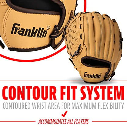 Franklin Sports Field Master Baseball + Softball Glove - Field Master Adult + Youth Baseball + Softball Mitt - Men's + Women's Gloves - Right Hand Throw - color: Camel, style: 10" - Basket Web