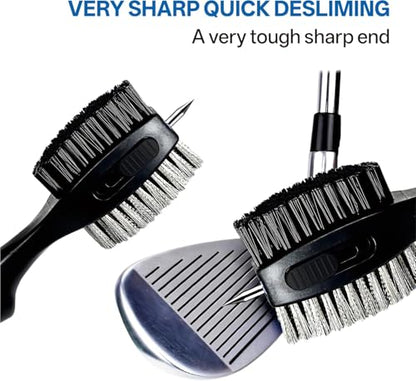 Hiker Dual-Sided Golf Club Brush, Golf Iron Cleaner Brush, Golf Club Cleaning Brush with Groove Cleaner, 24 inch Retractable Zipline Carabiner & Comfortable Rubber Grip Golf Accessories for Men