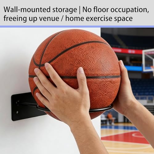 Wall Mount Ball Display Rack, Sports Ball Storage Holder for Basketball, Football, Soccer, Volleyball