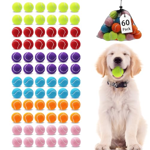 Magicorange Small Tennis Balls, 60 Pack 2 inch Tennis Balls for Dogs, Colorful Easy Catching Pet Dog Playing Ball (Multicolor,60 Pack) - color: Multicolor, size: 60 Pack