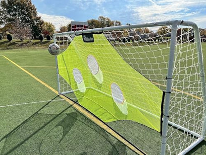Match 12x6 Ft Steel Soccer Goal + Skill-Shot Professional Soccer Shooting Practice Target Net & Rebounder. - color: Black/Orange