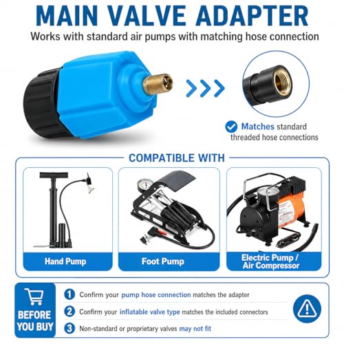 Inflatable SUP Pump Valve Adapter Set - Standard Air Valve Adapter with 4 Nozzles, Air Pump Converter for Kayaking Surfboard Inflatable Bed Boat Stand Up Paddle Board Dinghy