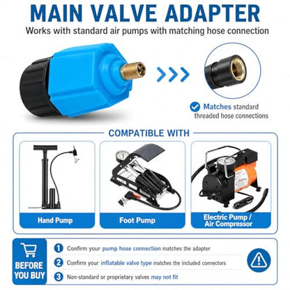 Inflatable SUP Pump Valve Adapter Set - Standard Air Valve Adapter with 4 Nozzles, Air Pump Converter for Kayaking Surfboard Inflatable Bed Boat Stand Up Paddle Board Dinghy