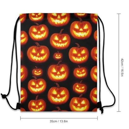 Beam Backpack Drawstring Sack Large Capacity for Soccer Basketball Sports Equipment Travel Men Women, Pumpkin Face Bags - color: Picture (1018)