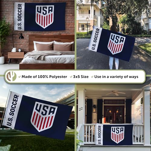 Desert Cactus US Soccer Flag USMNT United States Men's National Team 100% Polyester Indoor Outdoor 3x5 feet Officially Licensed Gear (Design G, USA Soccer - G)