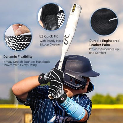 Kids Baseball/Softball Batting Gloves Youth,Super Grip Teeball Gloves for Boys and Girls - size: Youth M/L(6-6.5in)