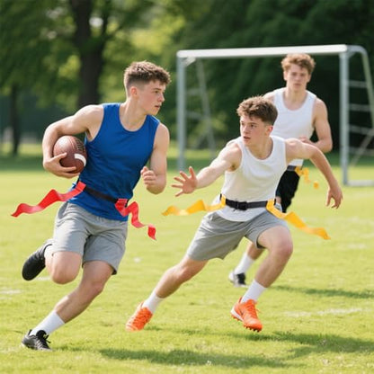 14 Set Flag Football Belts, Adjustable Flag Football Flags Set with Belts, Easy Tear Away Flags Football Kit for Players Training Competition, 2 Color