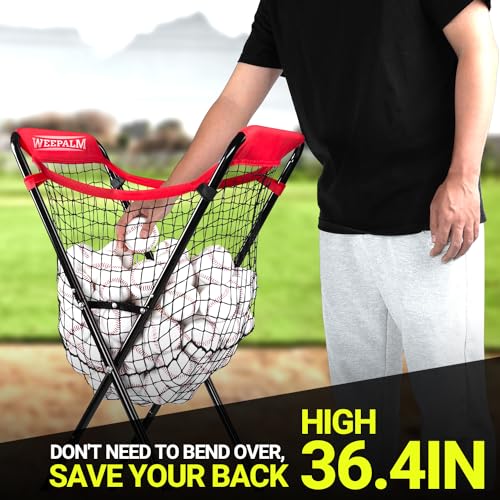 Extra Large Baseball Caddy - Holds Up to 100+ Baseballs or 50+ Softballs for Drills, Portable Ball Caddy for Baseball/Softball with Double X Sturdy Structure, Easy Foldable to Carry