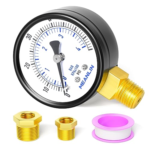 1/4" NPT 0-60Psi 2" Dial Face Well Pump Pressure Gauge, Lower Mount, Suitable for Water, Oil, Air Pressure Testing - size: 0-60Psi, style: 1/4"NPT Lower Mount