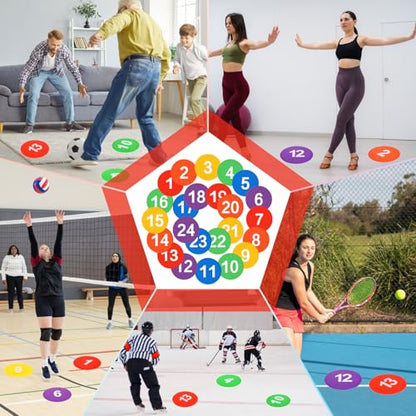 24 Pieces 9 Inch Poly Spots, Anti-Slip Spot Markers Floor Spots, Waterproof Flat Filed Cones Poly Dots for Agility Drills, Basketball, Football Training, Sport Activities and Exercise