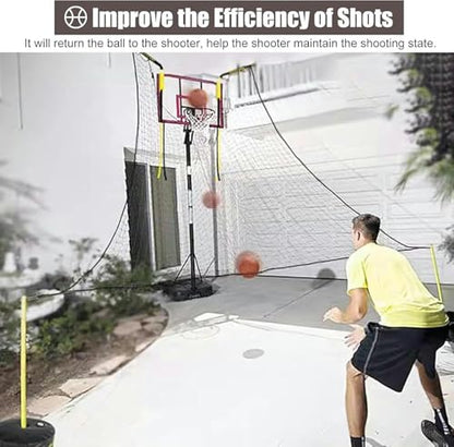 Shot Basketball Returner Return Net Attachment - Large Hoop Rebounder for BackCourt Trainer for Shooting Easy Assembly Outdoor