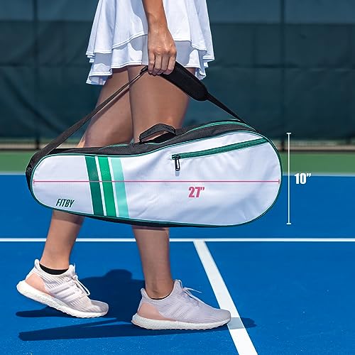 Tennis Bag for Men & Women - Lightweight Durable Racquet Bag with Adjustable Shoulder Strap & Side Pockets - Fits Multiple Racquets - Tennis Racket Cover (27" x 10")